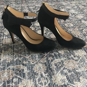 Black Suede Nine West Ankle Strap Heels